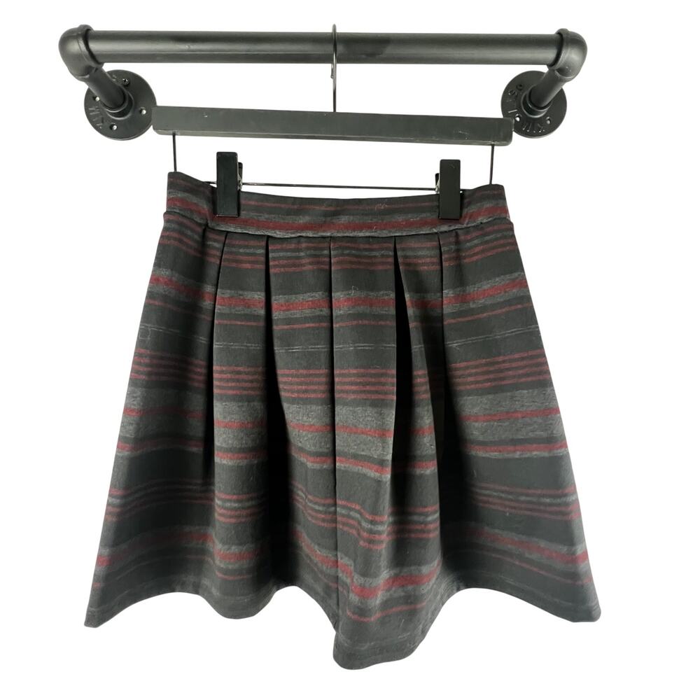 Joe B Black Burgundy Tartan Plaid Pleated Schoolgirl Mini Skirt Small